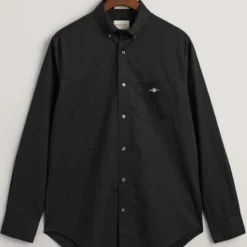GANT Regular Fit Hemd Schwarz, Einfarbig