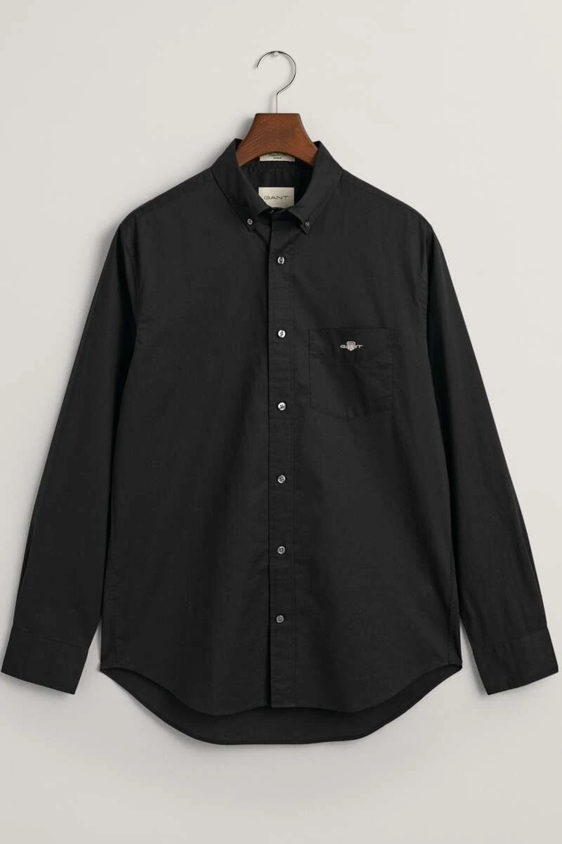 GANT Regular Fit Hemd Schwarz, Einfarbig 1 GANT Regular Fit Hemd Schwarz, Einfarbig