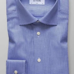 ETON Slim Fit Hemd Blau/weiss, Strukturiert