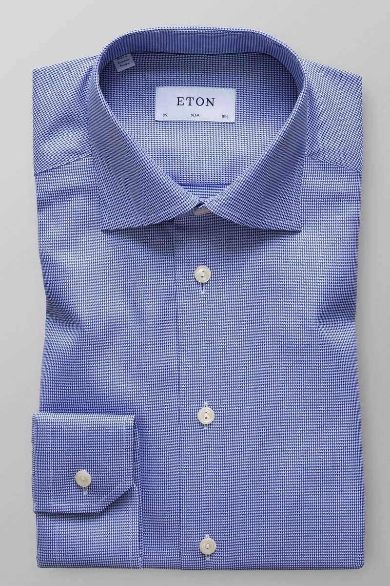 ETON Slim Fit Hemd Blau/weiss, Strukturiert 1 ETON Slim Fit Hemd Blau/weiss, Strukturiert