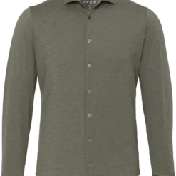 Pure Functional Slim Fit Jerseyhemd Oliv, Einfarbig