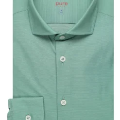 Pure Functional Slim Fit Jerseyhemd Hellgrün, Einfarbig