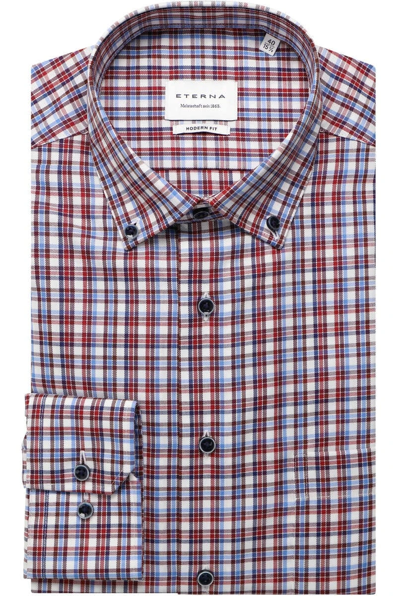 ETERNA Modern Fit Hemd Bordeaux, Kariert 1 ETERNA Modern Fit Hemd Bordeaux, Kariert