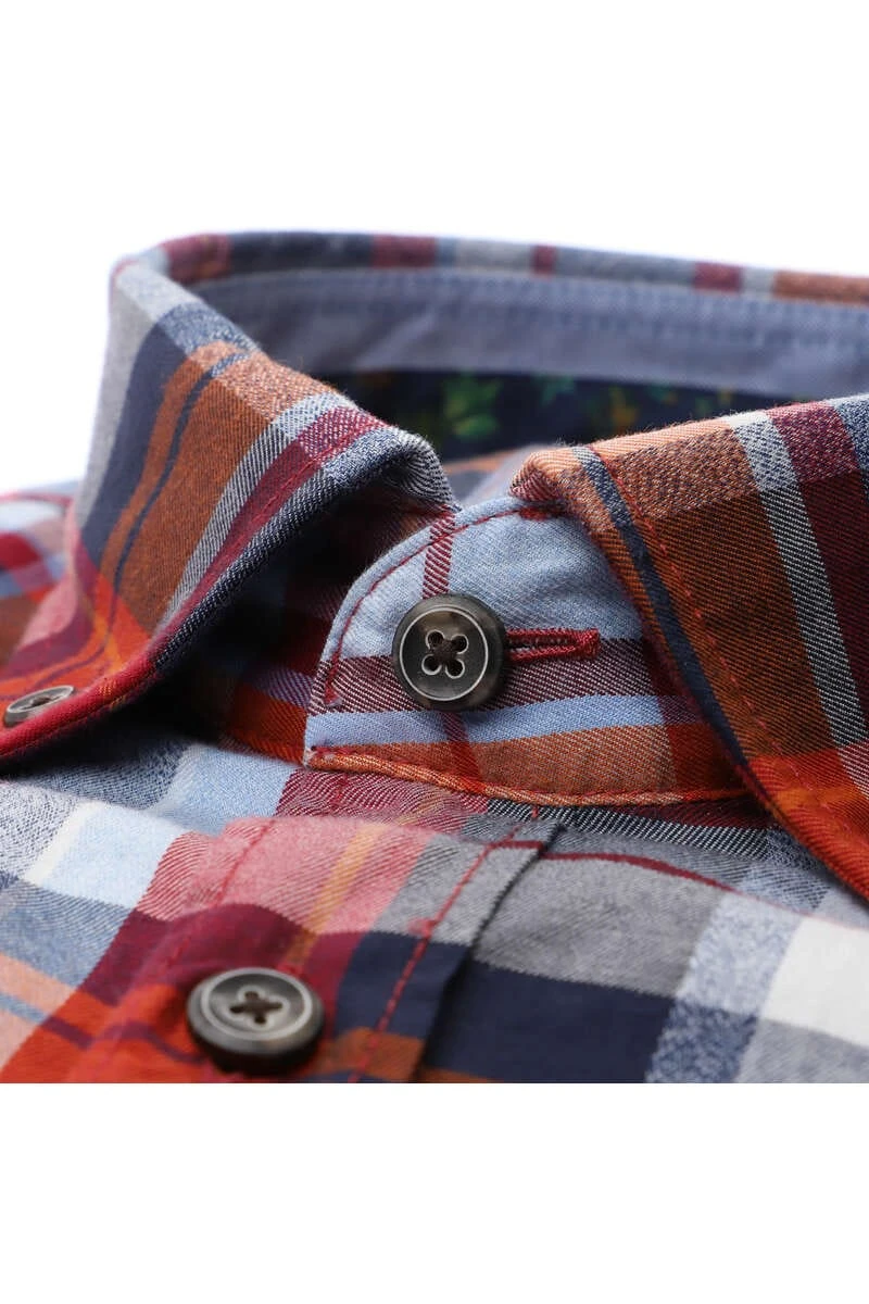 OLYMP Casual Modern Fit Hemd Blau/orange, Kariert 2 OLYMP Casual Modern Fit Hemd Blau/orange, Kariert – Bild 2