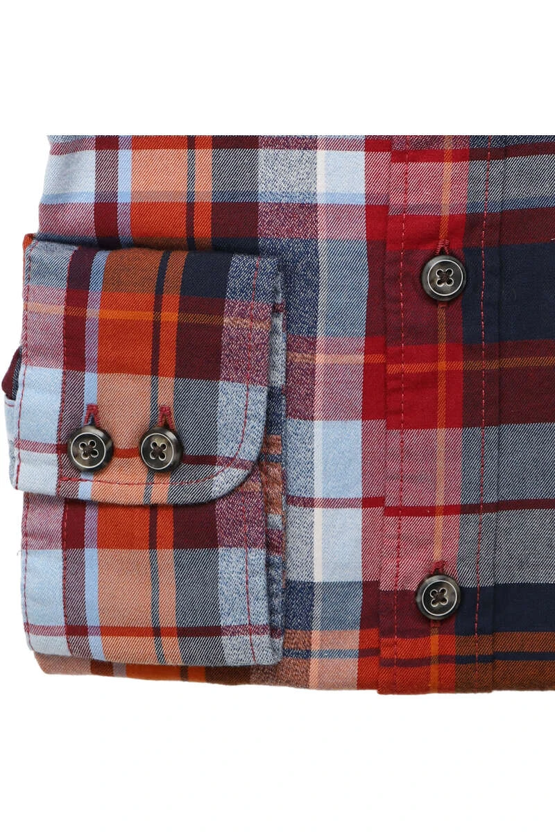 OLYMP Casual Modern Fit Hemd Blau/orange, Kariert 3 OLYMP Casual Modern Fit Hemd Blau/orange, Kariert – Bild 3