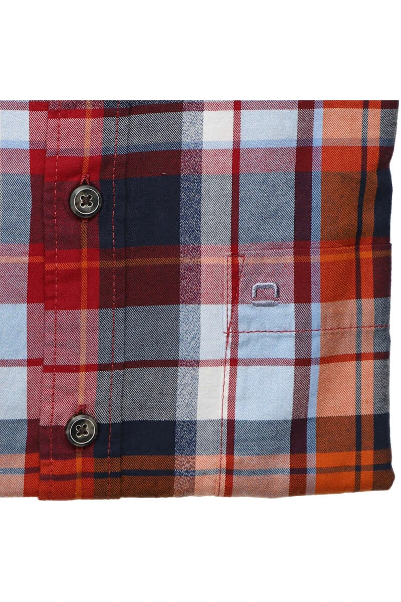 OLYMP Casual Modern Fit Hemd Blau/orange, Kariert 5 OLYMP Casual Modern Fit Hemd Blau/orange, Kariert – Bild 5