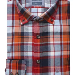OLYMP Casual Modern Fit Hemd Blau/orange, Kariert