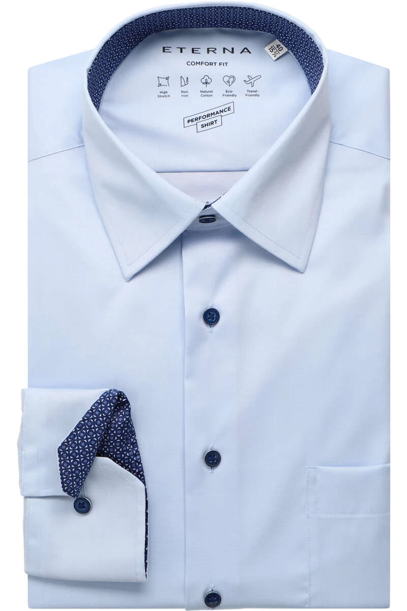 ETERNA Comfort Fit Hemd Hellblau, Einfarbig 1 ETERNA Comfort Fit Hemd Hellblau, Einfarbig