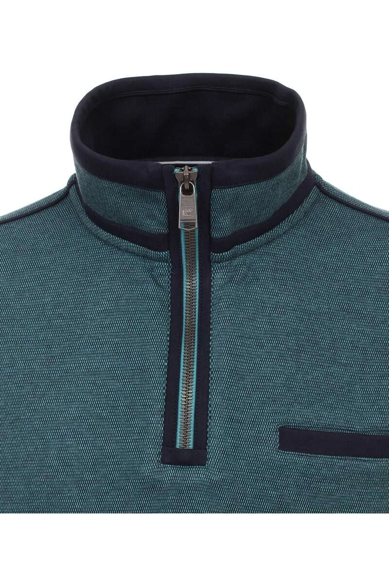 Casa Moda Casual Herren Strickjacke Zip Türkis 2 Casa Moda Casual Herren Strickjacke Zip Türkis – Bild 2