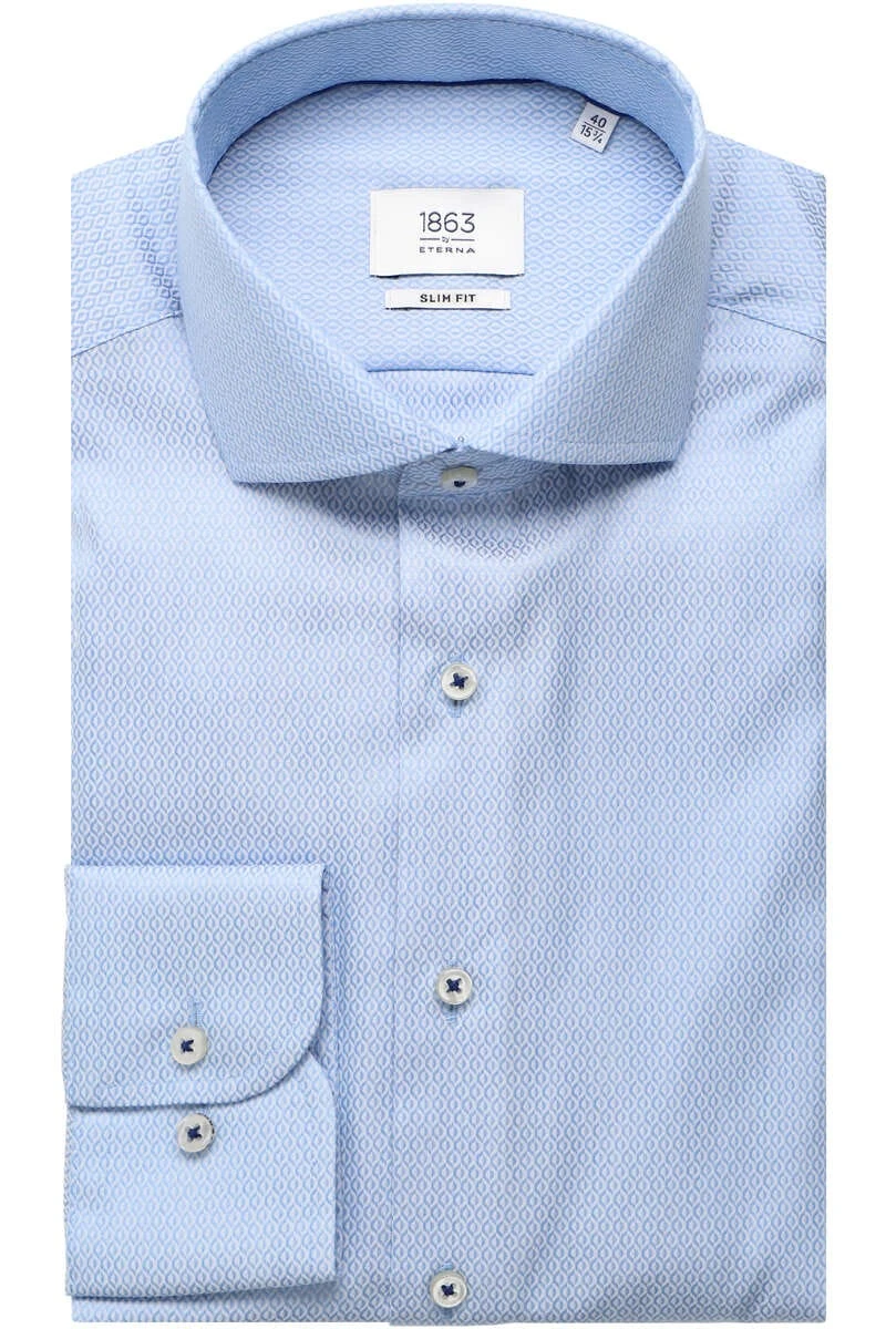 ETERNA 1863 Slim Fit Hemd Mittelblau, Strukturiert 1 ETERNA 1863 Slim Fit Hemd Mittelblau, Strukturiert