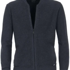Casa Moda Herren Strickjacke Collegekragen Blau