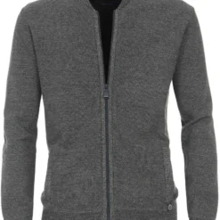 Casa Moda Herren Strickjacke Collegekragen Grün