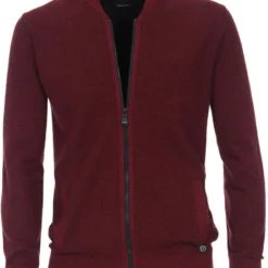 Casa Moda Herren Strickjacke Collegekragen Rot