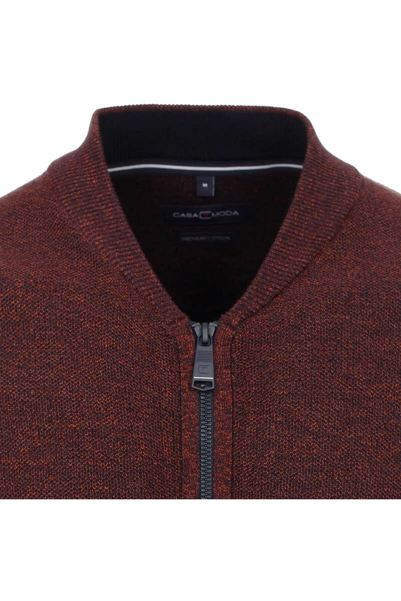 Casa Moda Herren Strickjacke Collegekragen Orange 2 Casa Moda Herren Strickjacke Collegekragen Orange – Bild 2