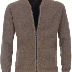 Casa Moda Herren Strickjacke Collegekragen Beige