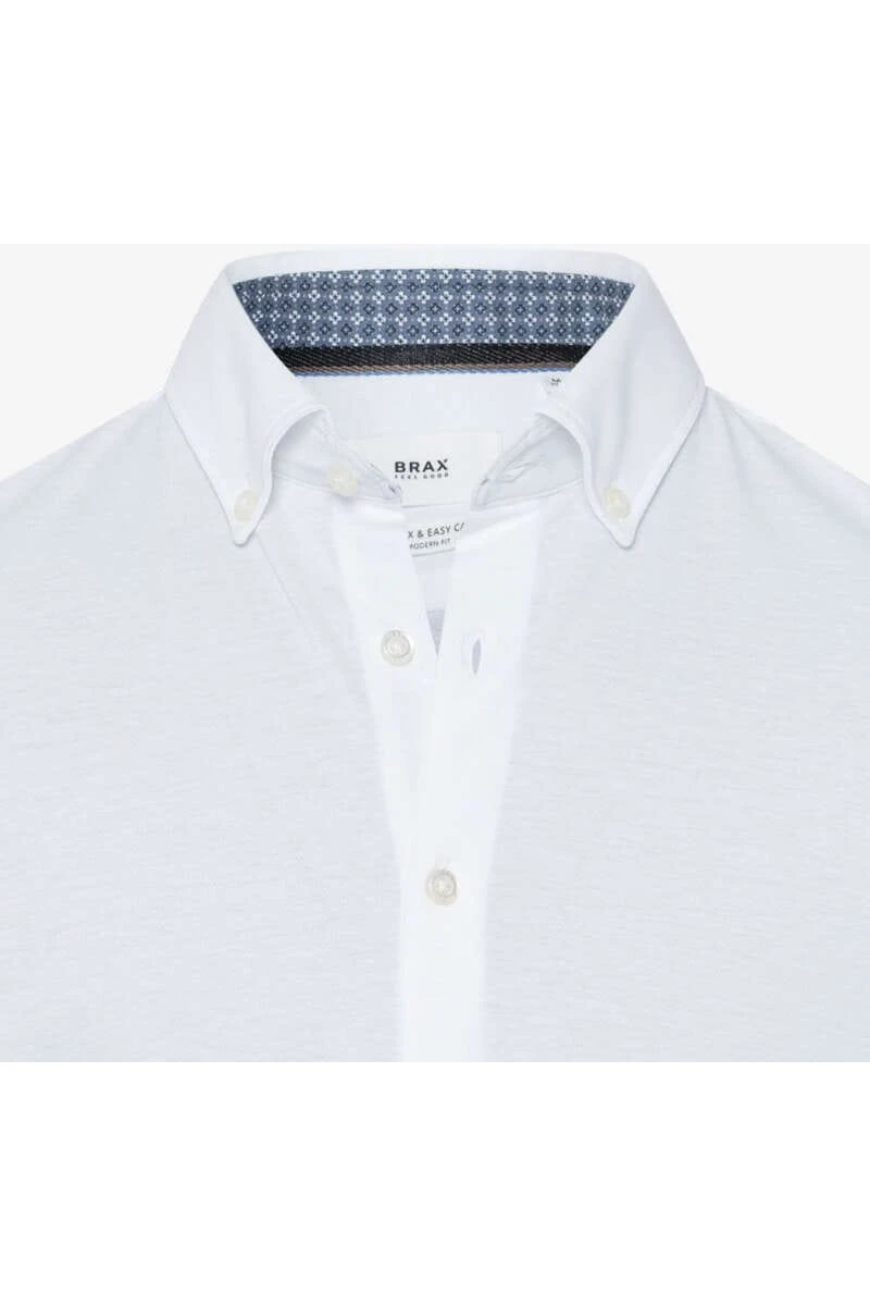 Brax Modern Fit Jerseyhemd Weiss, Einfarbig 2 Brax Modern Fit Jerseyhemd Weiss, Einfarbig – Bild 2
