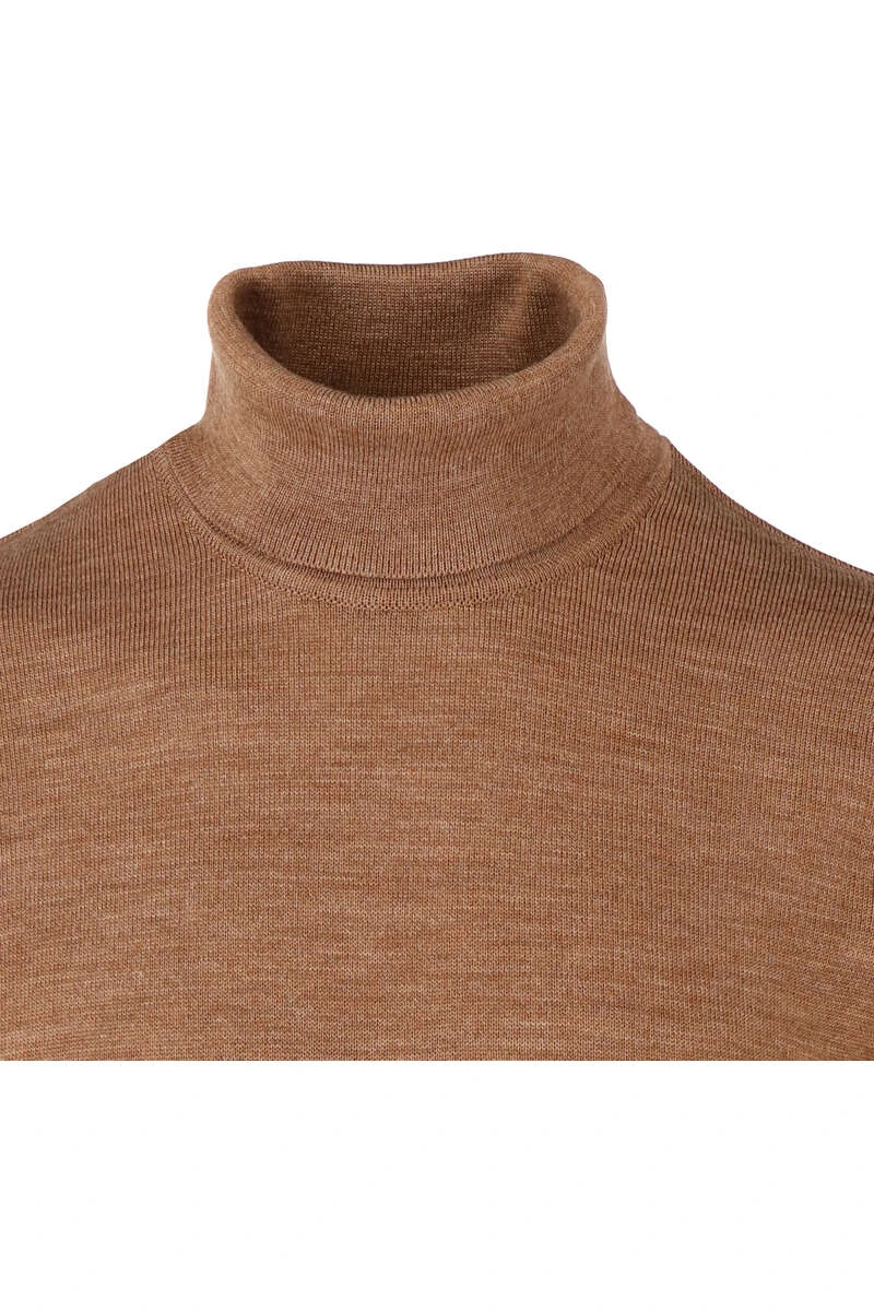 MAERZ Superwash Classic Fit Herren Rollkragenpullover Braunhellbraun 2 MAERZ Superwash Classic Fit Herren Rollkragenpullover Braunhellbraun – Bild 2