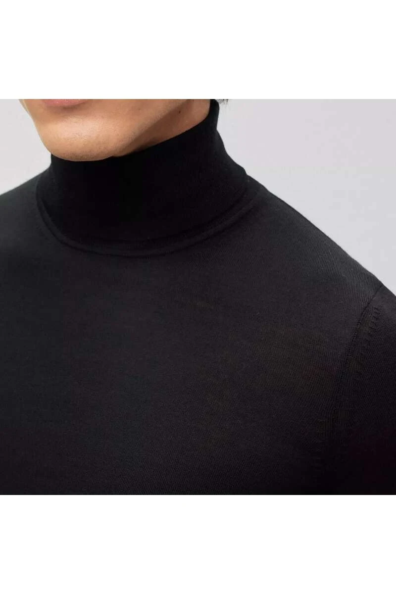 Hugo Boss BOSS Slim Fit Herren Rollkragenpullover Schwarz 2 Hugo Boss BOSS Slim Fit Herren Rollkragenpullover Schwarz – Bild 2