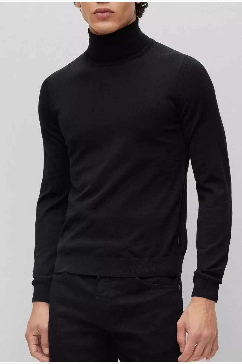 Hugo Boss BOSS Slim Fit Herren Rollkragenpullover Schwarz 3 Hugo Boss BOSS Slim Fit Herren Rollkragenpullover Schwarz – Bild 3