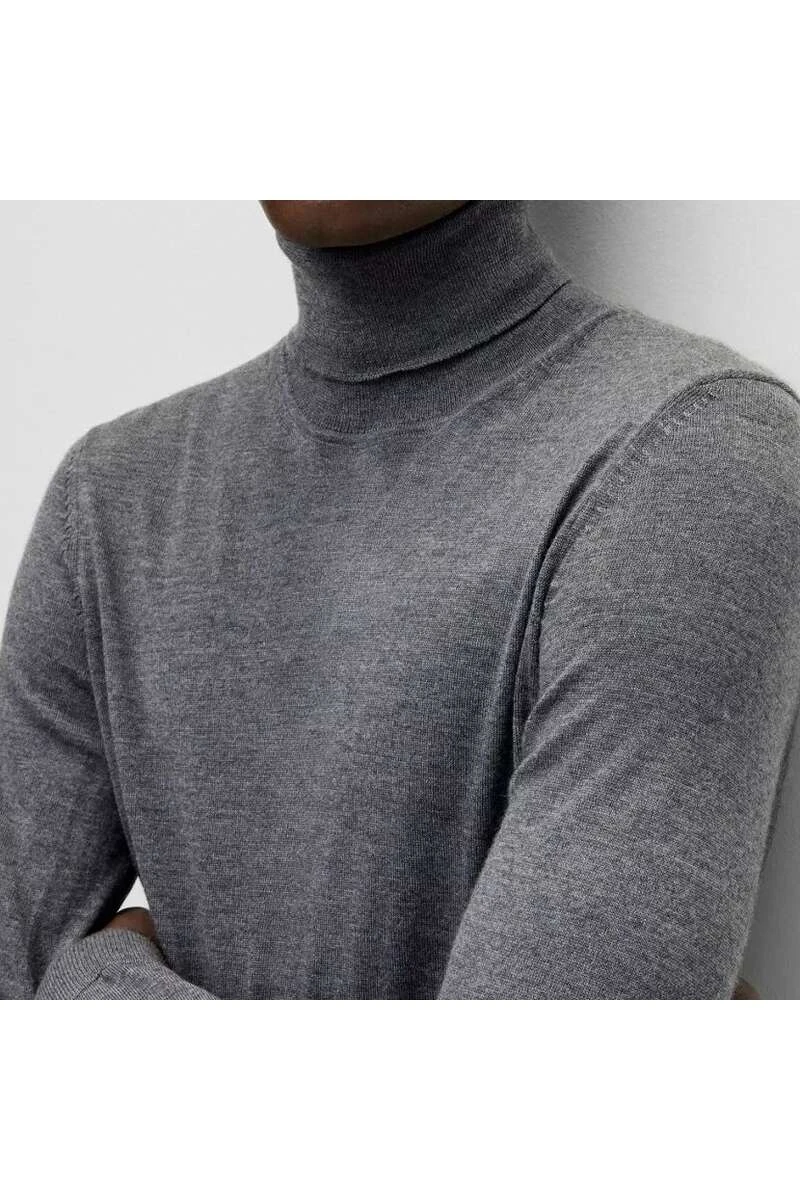 Hugo Boss BOSS Slim Fit Herren Rollkragenpullover Grau 2 Hugo Boss BOSS Slim Fit Herren Rollkragenpullover Grau – Bild 2