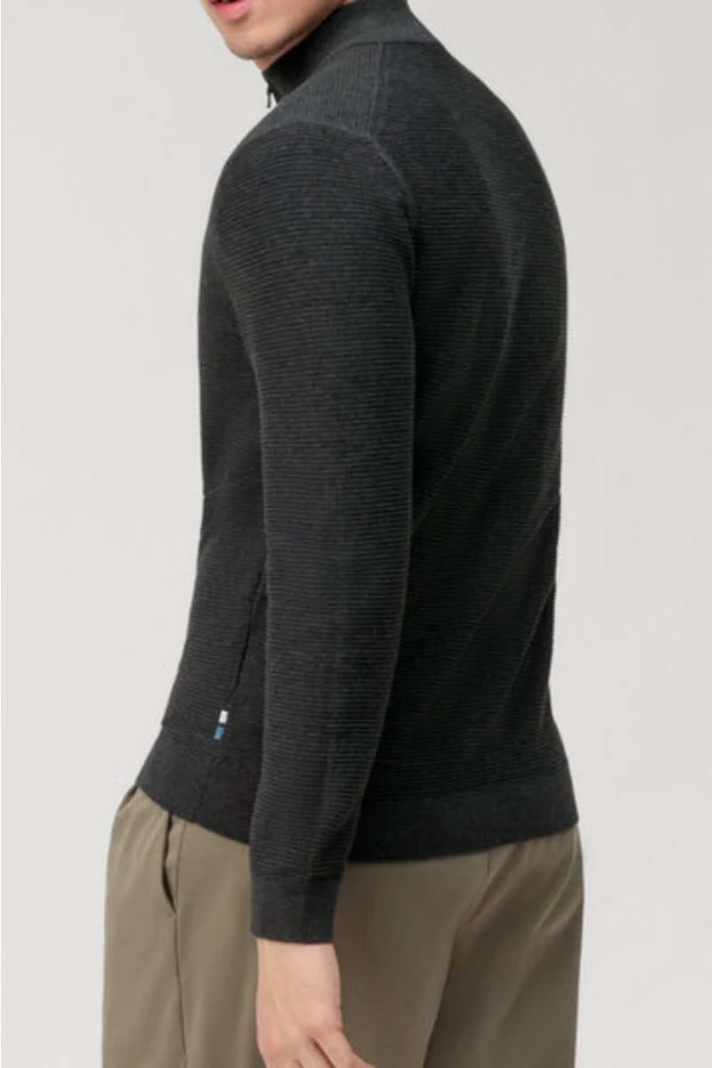 OLYMP Casual Modern Fit Herren Strickjacke Zip Anthrazit 3 OLYMP Casual Modern Fit Herren Strickjacke Zip Anthrazit – Bild 3