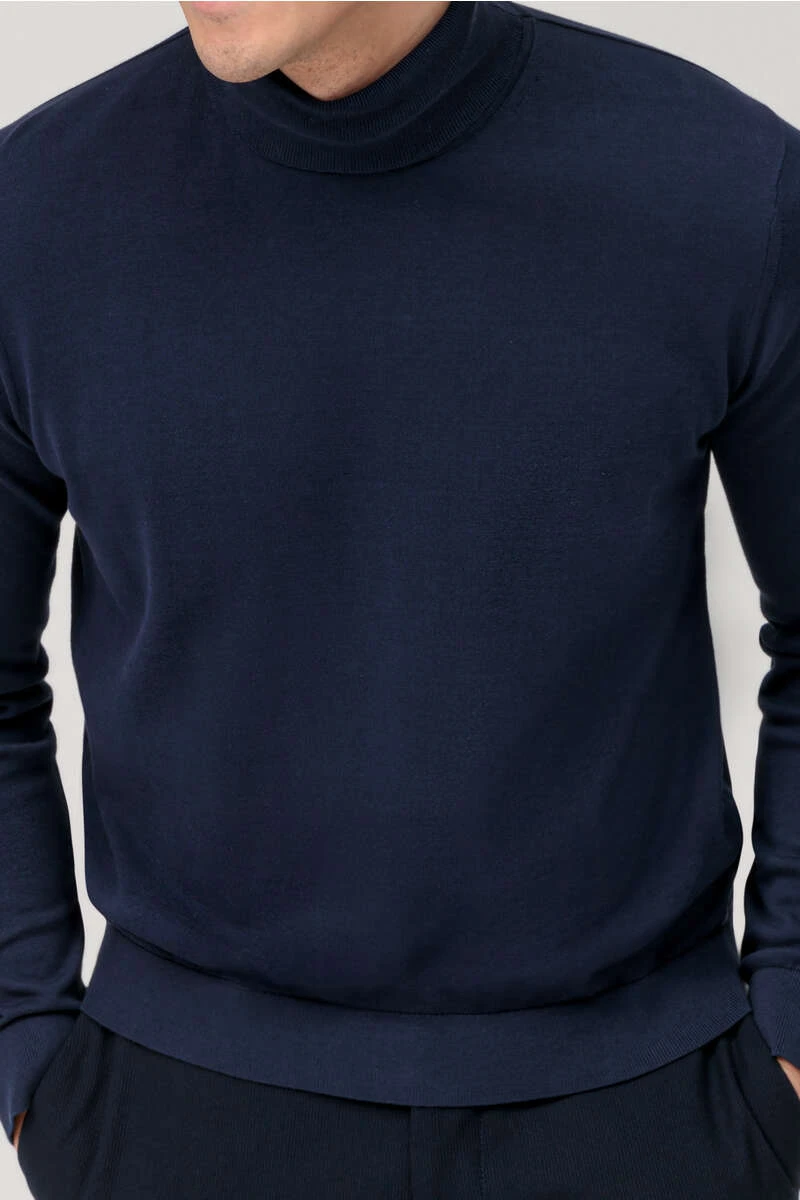 OLYMP Casual Modern Fit Herren Rollkragenpullover Marine 1 OLYMP Casual Modern Fit Herren Rollkragenpullover Marine