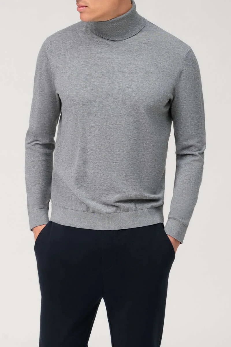 OLYMP Casual Modern Fit Herren Rollkragenpullover Silbergrau 1 OLYMP Casual Modern Fit Herren Rollkragenpullover Silbergrau
