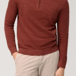 OLYMP Casual Modern Fit Herren Rollkragenpullover Rotbraun