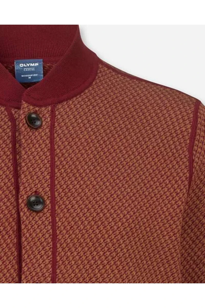 OLYMP Casual Modern Fit CardiganKnopfleiste Dunkelrot 2 OLYMP Casual Modern Fit CardiganKnopfleiste Dunkelrot – Bild 2