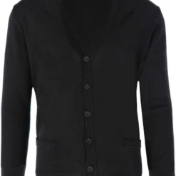 MAERZ Classic Fit Herren Strickjacke Knopfleiste Schwarz