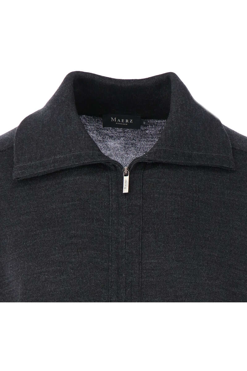 MAERZ Classic Fit Herren Strickjacke Zip Anthrazit 2 MAERZ Classic Fit Herren Strickjacke Zip Anthrazit – Bild 2