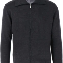 MAERZ Classic Fit Herren Strickjacke Zip Anthrazit