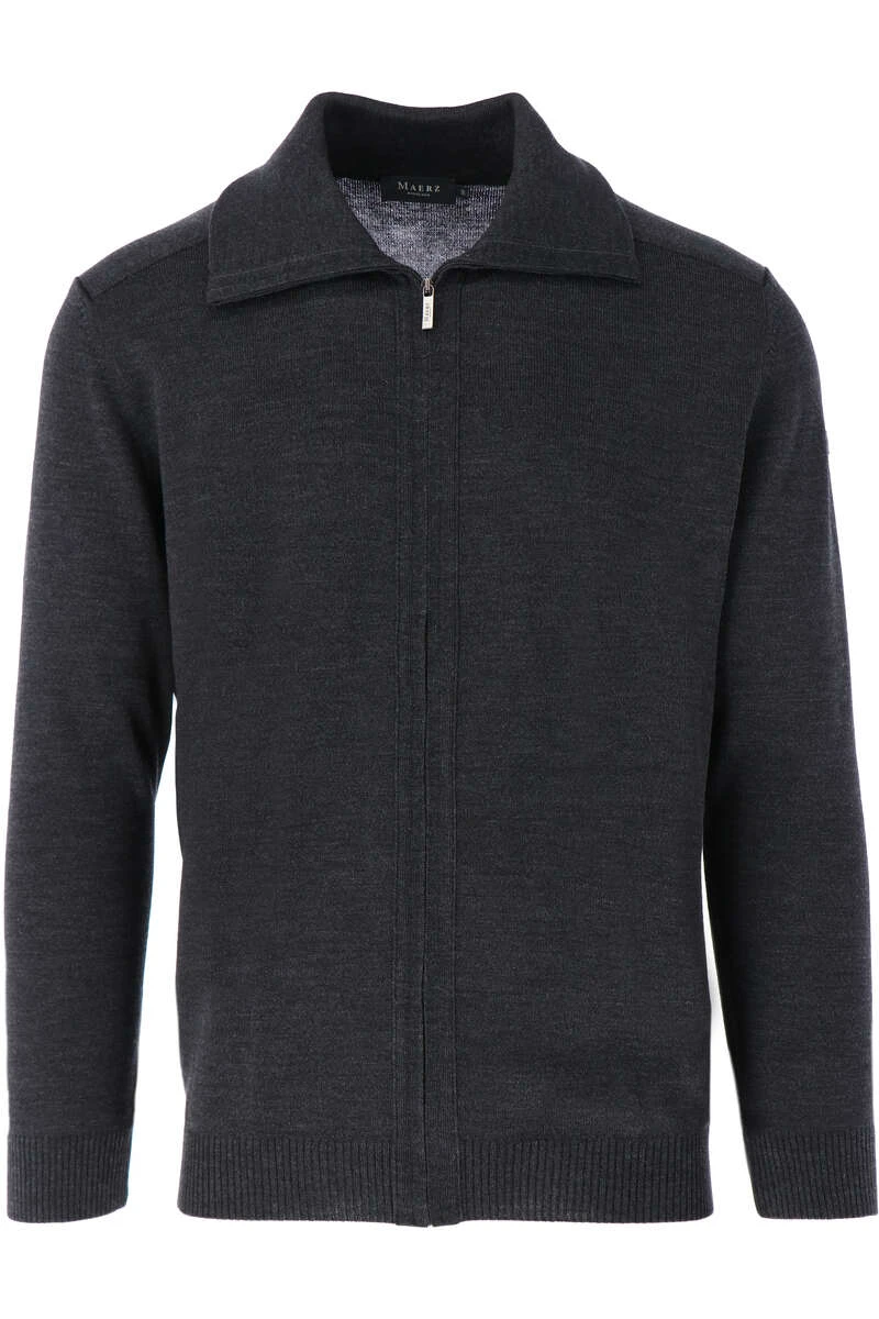 MAERZ Classic Fit Herren Strickjacke Zip Anthrazit 1 MAERZ Classic Fit Herren Strickjacke Zip Anthrazit