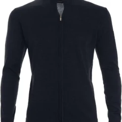 MAERZ Superwash Classic Fit Herren Strickjacke Zip Navy