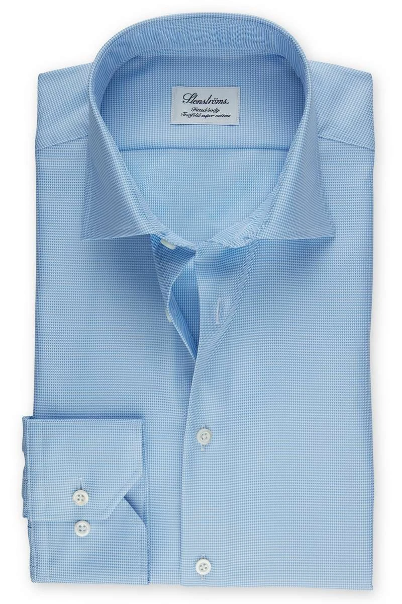 Stenströms Fitted Body Hemd Blau, Hahnentritt 1 Stenströms Fitted Body Hemd Blau, Hahnentritt