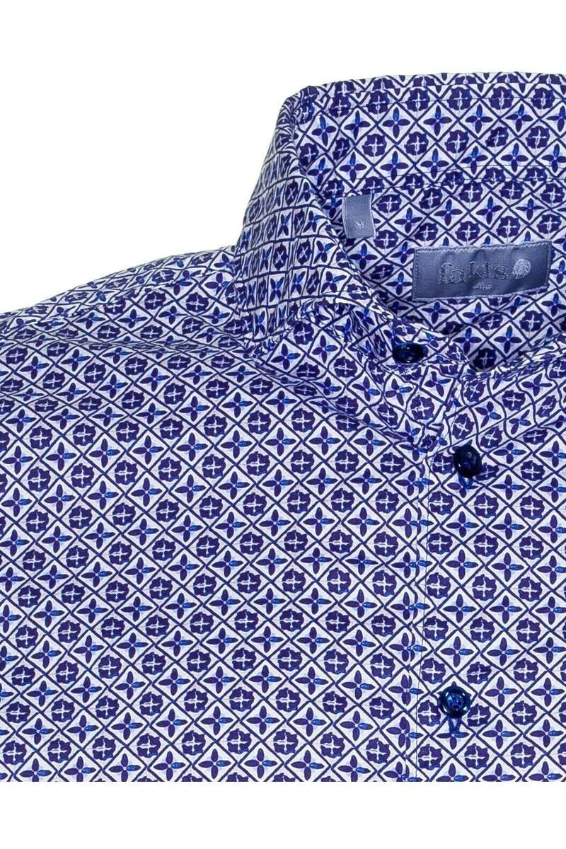 Fakts Leisure Slim Fit Hemd Blau, Gemustert 2 Fakts Leisure Slim Fit Hemd Blau, Gemustert – Bild 2