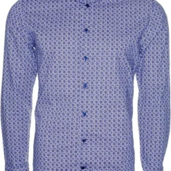 Fakts Leisure Slim Fit Hemd Blau, Gemustert
