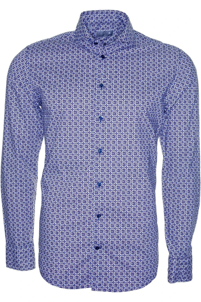 Fakts Leisure Slim Fit Hemd Blau, Gemustert 1 Fakts Leisure Slim Fit Hemd Blau, Gemustert