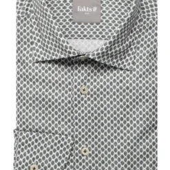 Fakts Slim Fit Hemd Grün, Gemustert