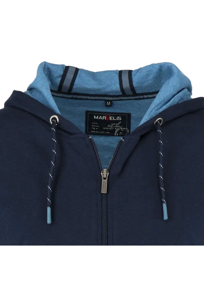 Marvelis Casual Modern Fit Sweatjacke Mit Kapuze Zip Marine/blau 2 Marvelis Casual Modern Fit Sweatjacke Mit Kapuze Zip Marine/blau – Bild 2