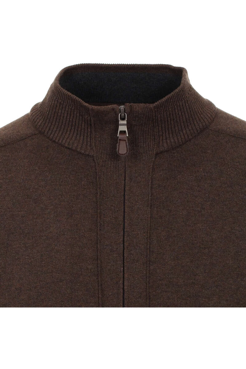 Redmond Casual Regular Fit Herren Strickjacke Zip Braun 2 Redmond Casual Regular Fit Herren Strickjacke Zip Braun – Bild 2