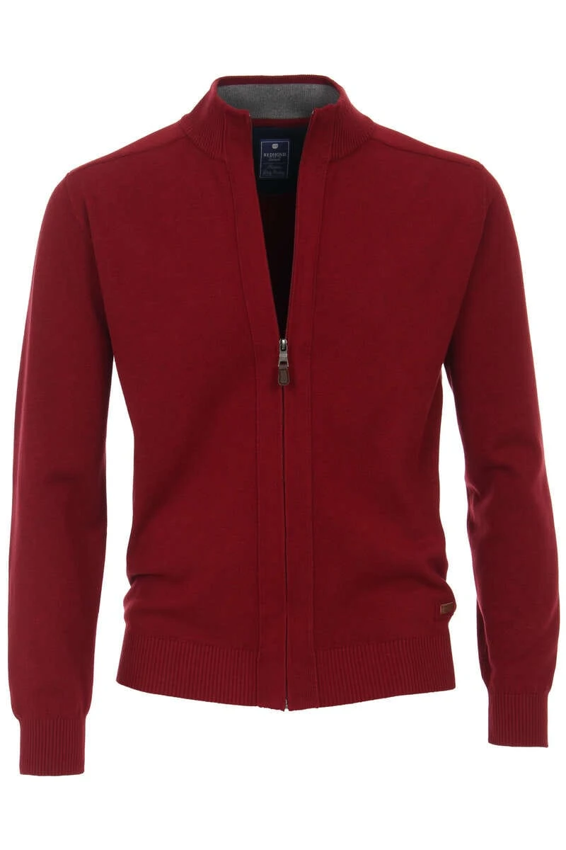 Redmond Casual Regular Fit Herren Strickjacke Zip Bordeaux 1 Redmond Casual Regular Fit Herren Strickjacke Zip Bordeaux