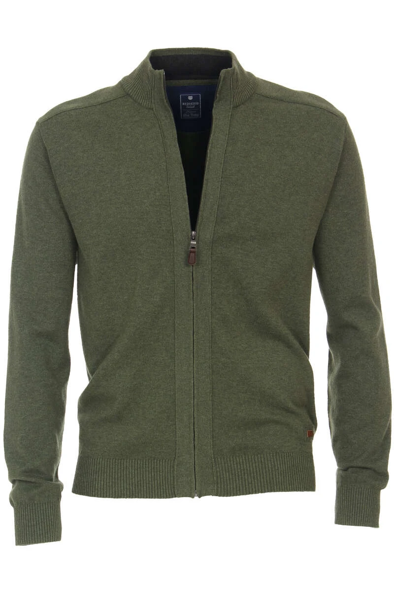 Redmond Casual Regular Fit CardiganZip Oliv 1 Redmond Casual Regular Fit CardiganZip Oliv