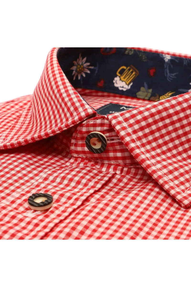 Marvelis Modern Fit Trachtenhemd Rot/weiss, Kariert 2 Marvelis Modern Fit Trachtenhemd Rot/weiss, Kariert – Bild 2