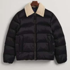 GANT Herren Bomberjacke Kapuze Schwarz