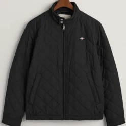 GANT Regular Fit Herren Steppjacke Knopfleiste Schwarz