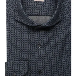 Stenströms Slimline Hemd Schwarz/blau, Gemustert