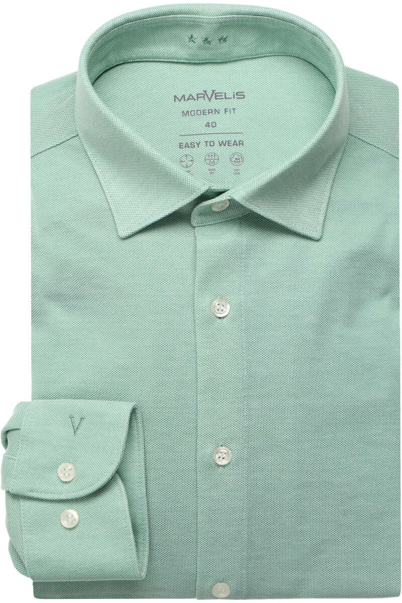 Marvelis Modern Fit Jerseyhemd Grün, Strukturiert 1 Marvelis Modern Fit Jerseyhemd Grün, Strukturiert