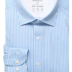 Marvelis Dynamic Flex Modern Fit Jerseyhemd Hellblau/weiss, Gestreift
