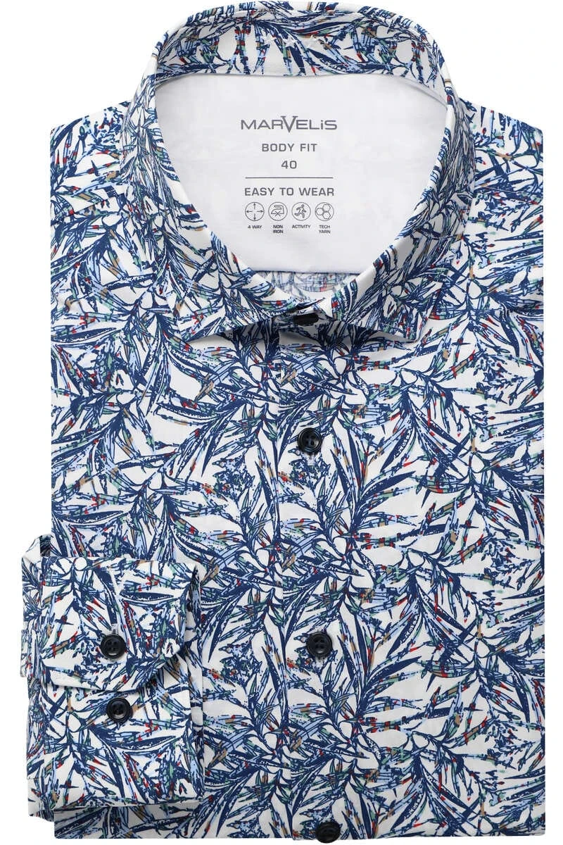Marvelis Performance Body Fit Hemd Blau/weiss, Gemustert 1 Marvelis Performance Body Fit Hemd Blau/weiss, Gemustert